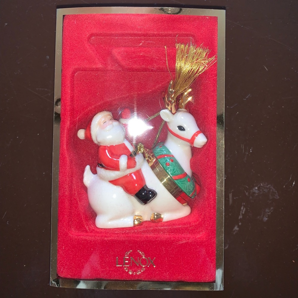 Lenox China Santa & Reindeer Ornament